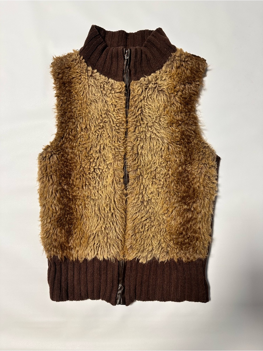Mudd women Brown Faux-Sherpa Zip Vest